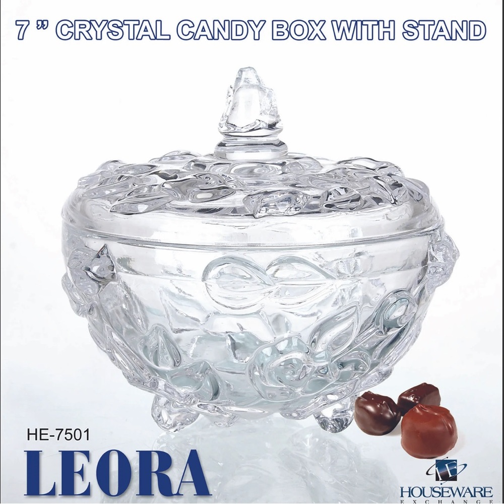 7” crystal candy box with stand HE-7501, New in box